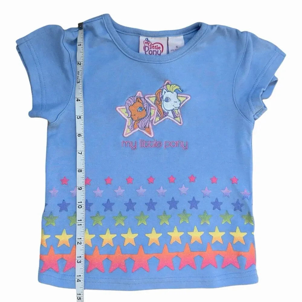 Vintage My Little Pony Girls Embroidered T-shirt 2004 Hasbro Size 5 RARE Y2K